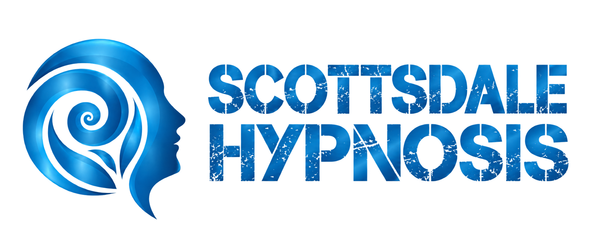 Scottsdale Hypnosis stacked blue head logo